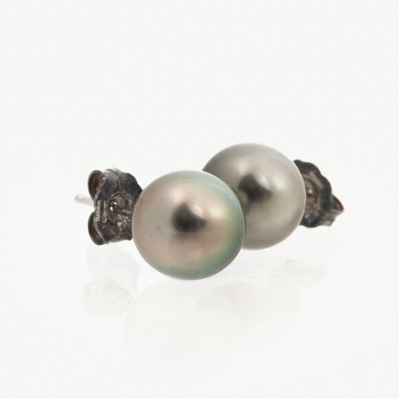 Birks Grey Tahitian Pearl Stud Earrings - Picture 2 of 3